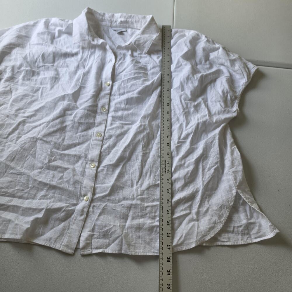 Pure Jill Button Up Shirt Womens 2X White 100% Cotton Dolman Short Sleeve Top - Picture 5 of 8